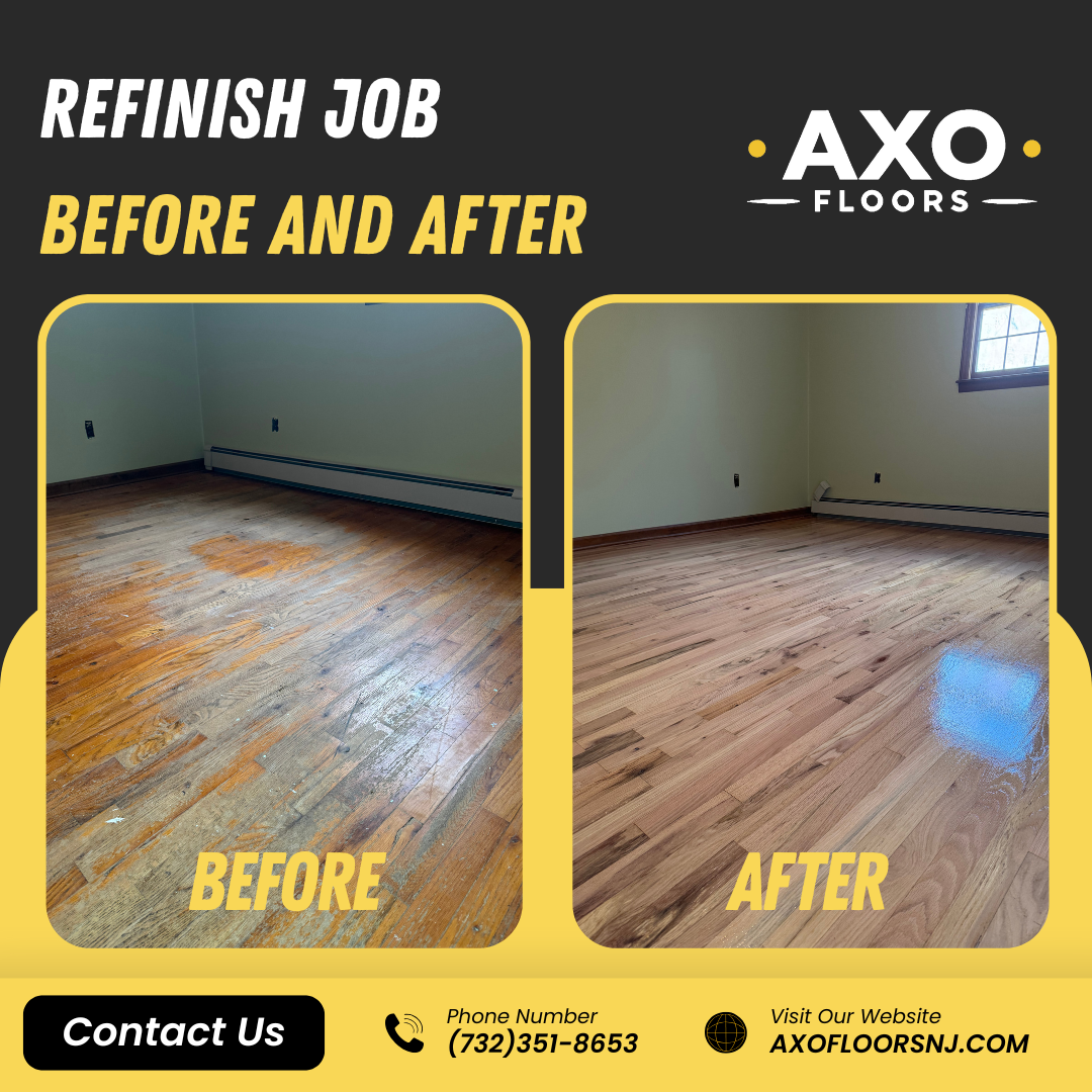 Refinished hardwood with modern stain by AXO Floors